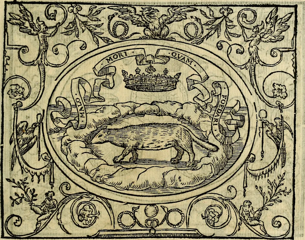 An illustration from La sententiose imprese, et dialogo del Symeone. Con la verificatione del sito di Gergobia, la geografia d'Ouernia, la figura & tempio d'Apolline in Velay; & il suo hieroglyfico monumento, natiuità, vita & epitaffio, 1560, leaf 60