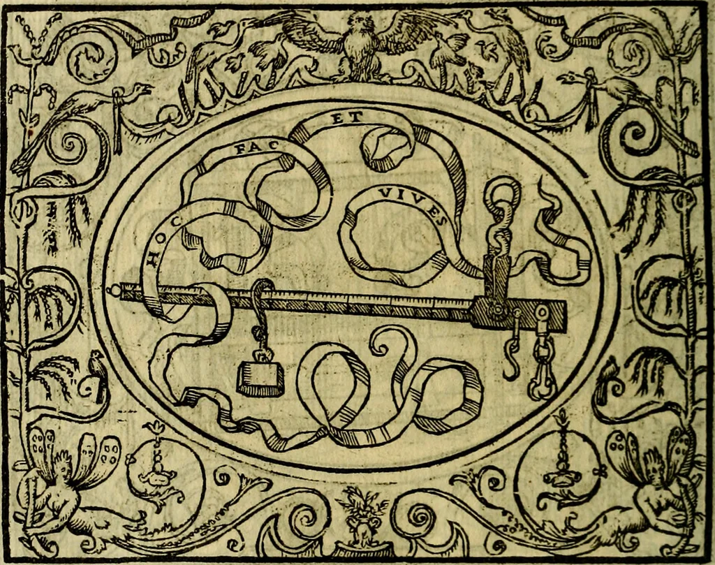 An illustration from La sententiose imprese, et dialogo del Symeone. Con la verificatione del sito di Gergobia, la geografia d'Ouernia, la figura & tempio d'Apolline in Velay; & il suo hieroglyfico monumento, natiuità, vita & epitaffio, 1560, leaf 97
