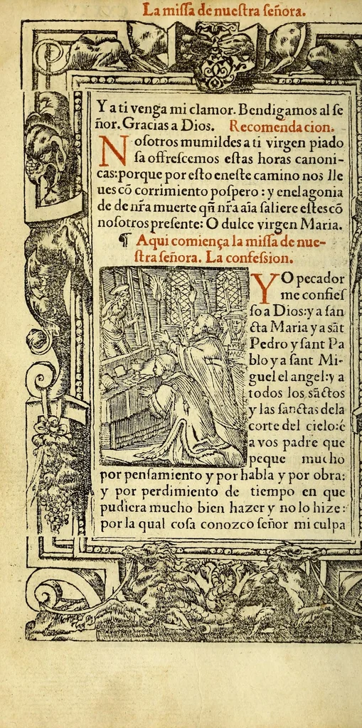 An illustration from Las horas de Nuestra Señora segu[n] el vso romano : enlas quales son añadidas muchas oraciones muy deuotas. : Y de nueuo el rosario de Nuestra Señora: y son ad longu[m] ésin [sic] require, 1551, leaf 294