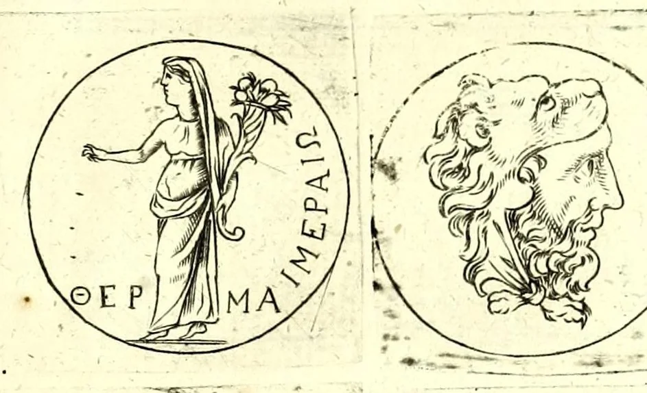 An illustration from La Sicilia di Filippo Paruta descritta con medaglie, e ristampata con aggiunta da Leonardo Agostini : hora in miglior ordine disposta da Marco Maier : arrichita d'una descrittione compendiosa di quella famosa isola, & illustrata d'una succinta dichiaratione non più stampata intorno alle sue medaglie : con l'aggiunta della cronologia accomodata alla sudetta historia, 1697, leaf 249