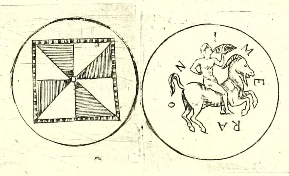 An illustration from La Sicilia di Filippo Paruta descritta con medaglie, e ristampata con aggiunta da Leonardo Agostini : hora in miglior ordine disposta da Marco Maier : arrichita d'una descrittione compendiosa di quella famosa isola, & illustrata d'una succinta dichiaratione non più stampata intorno alle sue medaglie : con l'aggiunta della cronologia accomodata alla sudetta historia, 1697, leaf 249