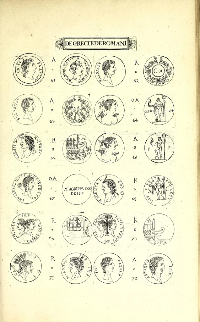 An illustration from La Sicilia di Filippo Paruta descritta con medaglie, e ristampata con aggiunta da Leonardo Agostini : hora in miglior ordine disposta da Marco Maier : arrichita d'una descrittione compendiosa di quella famosa isola, & illustrata d'una succinta dichiaratione non più stampata intorno alle sue medaglie : con l'aggiunta della cronologia accomodata alla sudetta historia, 1697, leaf 341
