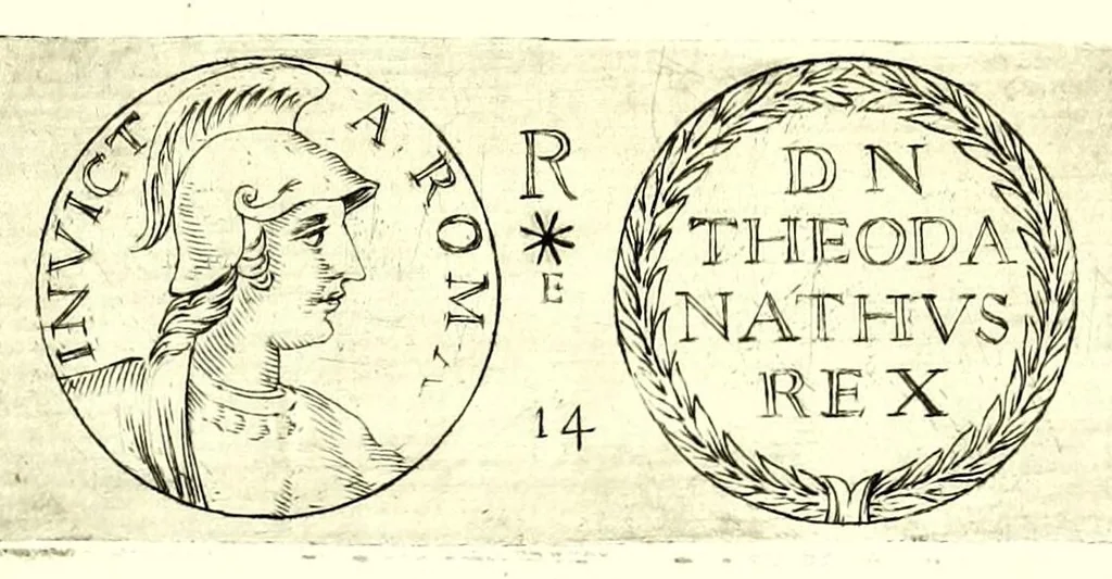An illustration from La Sicilia di Filippo Paruta descritta con medaglie, e ristampata con aggiunta da Leonardo Agostini : hora in miglior ordine disposta da Marco Maier : arrichita d'una descrittione compendiosa di quella famosa isola, & illustrata d'una succinta dichiaratione non più stampata intorno alle sue medaglie : con l'aggiunta della cronologia accomodata alla sudetta historia, 1697, leaf 349