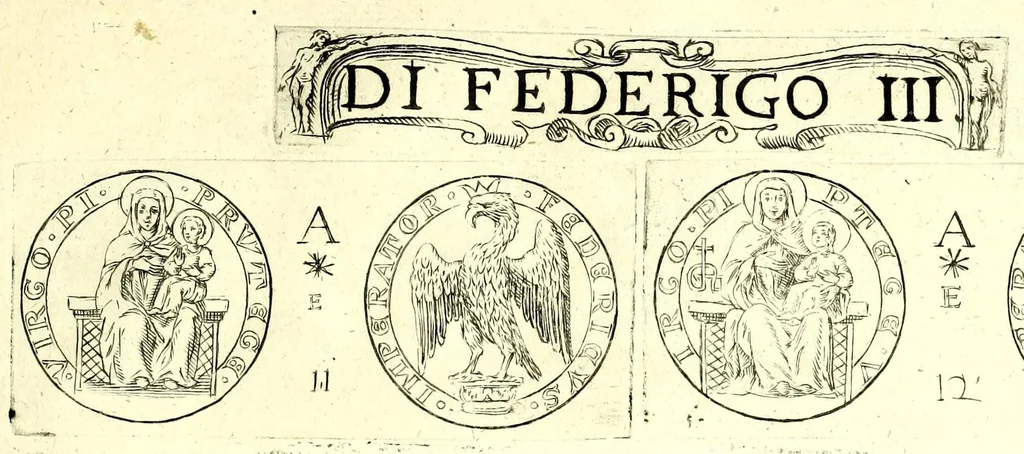 An illustration from La Sicilia di Filippo Paruta descritta con medaglie, e ristampata con aggiunta da Leonardo Agostini : hora in miglior ordine disposta da Marco Maier : arrichita d'una descrittione compendiosa di quella famosa isola, & illustrata d'una succinta dichiaratione non più stampata intorno alle sue medaglie : con l'aggiunta della cronologia accomodata alla sudetta historia, 1697, leaf 383