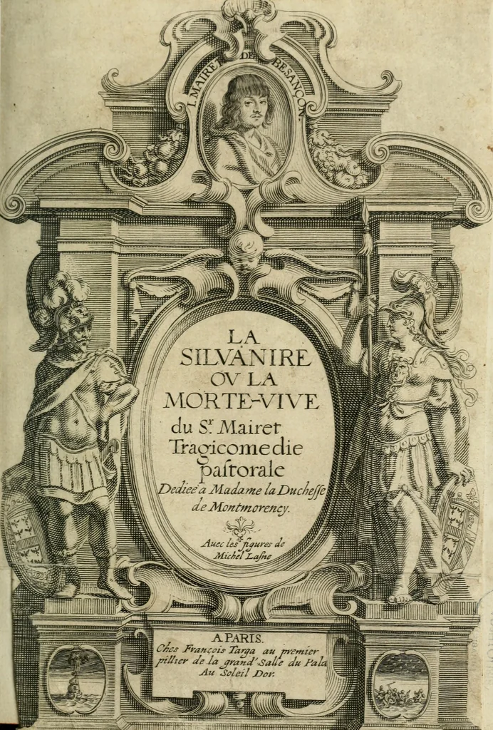 An illustration from La Silvanire, ou, La morte-vive, 1631, leaf 6