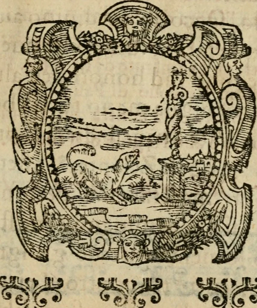 An illustration from La solenne et trionfante entrata dell'illustrissimo & reuerendissimo vescouo monsignor Gio. Battista Biglio nell'antichissima & regal città di Pauia : con le allegrezze & archi, con le historie, imprese, emblemi, simboli, gieroglifici, imagini, iscrittioni, versi, sentenze, & motti, 1609, leaf 18
