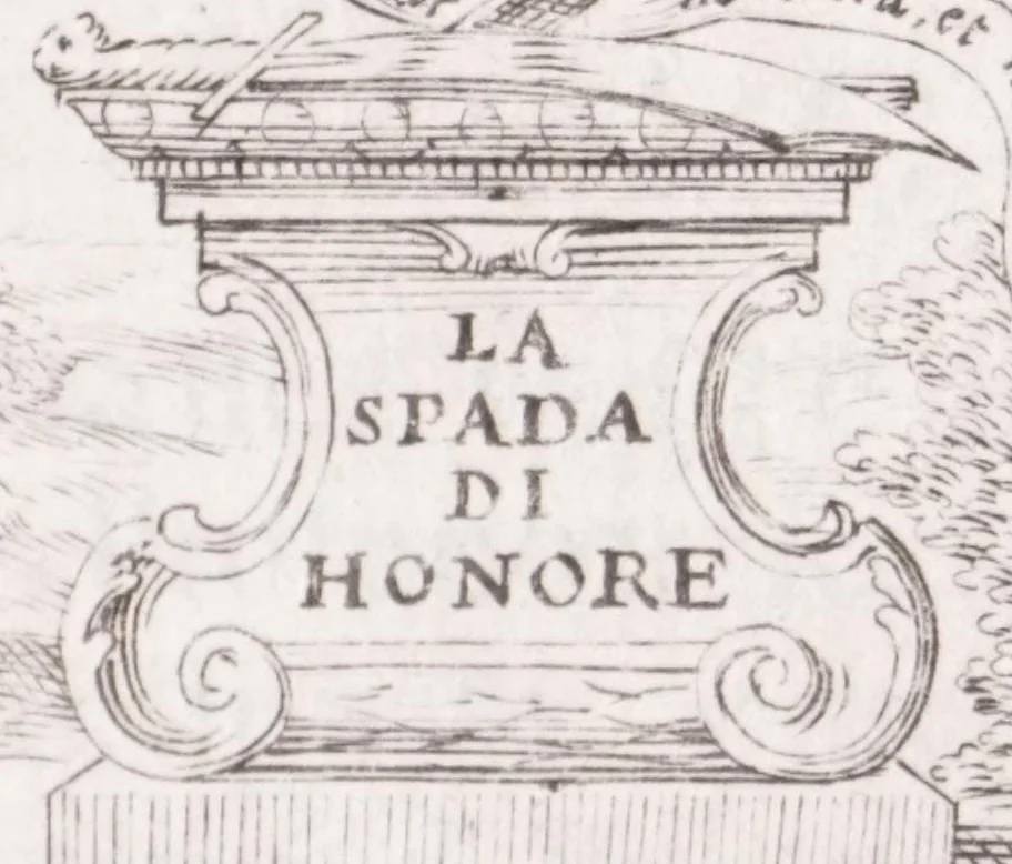 An illustration from La spada di honore : libro primo delle Osseruazioni caualeresche, 1671, leaf 7