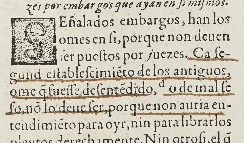 An illustration from Las siete partidas del sabio rey don Alonso el Nono,, 1587, leaf 42