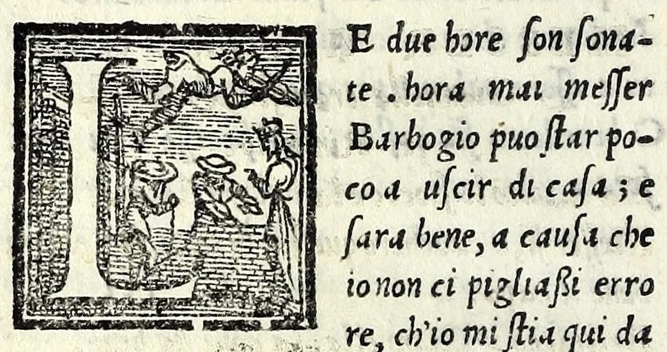 An illustration from L'assivolo : comedia, 1550, leaf 56
