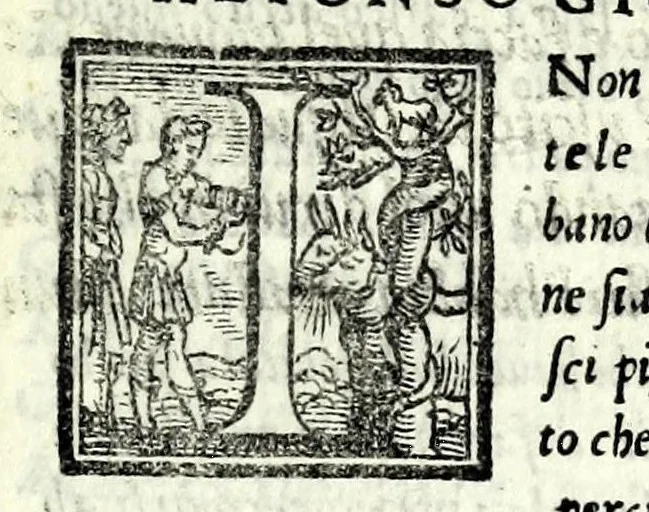 An illustration from La stiava : comedia, 1550, leaf 13