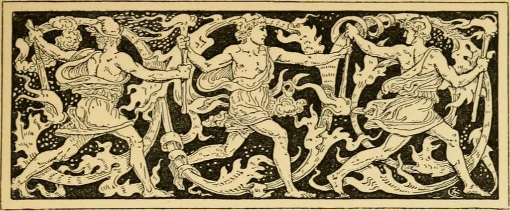 An illustration from The last of the giant killers : or, The exploits of Sir Jack of Danby Dale, 1891, leaf 16