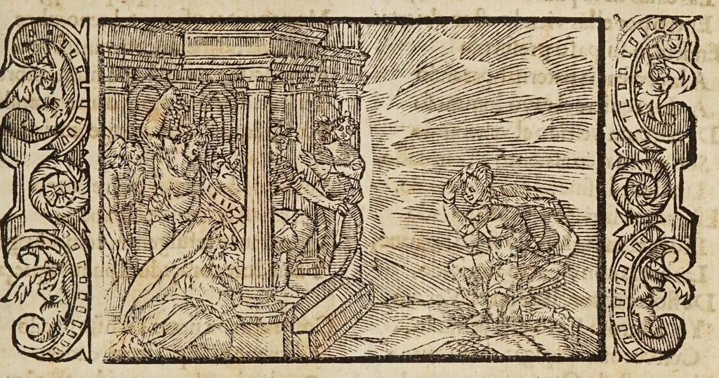 An illustration from Las transformaciones de Ouidio, 1589, leaf 65