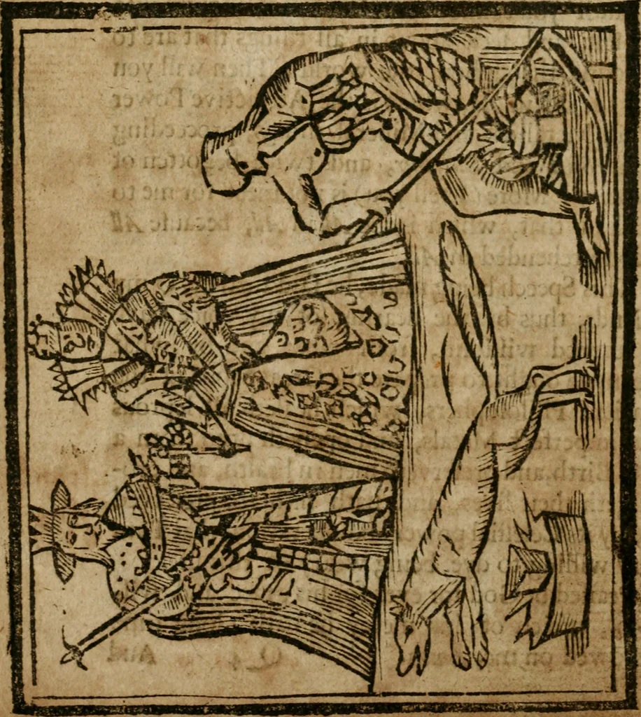 An illustration from The last vvill and testament of Basil Valentine, monke of the order of St. Bennet : which, being alone, he hid under a table of marble, behind the high-altar of the cathedral church, in the imperial city of Erford : leaving it there to be found by him, whom Gods providence should make worthy of it : to which is added two treatises, the first declaring his manual operations, the second shewing things natural and supernatural, 1671, leaf 259