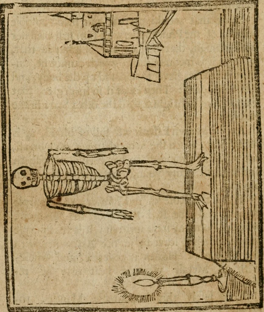 An illustration from The last vvill and testament of Basil Valentine, monke of the order of St. Bennet : which, being alone, he hid under a table of marble, behind the high-altar of the cathedral church, in the imperial city of Erford : leaving it there to be found by him, whom Gods providence should make worthy of it : to which is added two treatises, the first declaring his manual operations, the second shewing things natural and supernatural, 1671, leaf 269