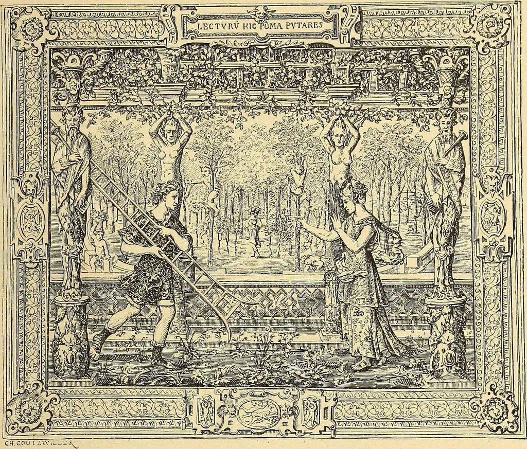 An illustration from La tapisserie, 1882, leaf 216