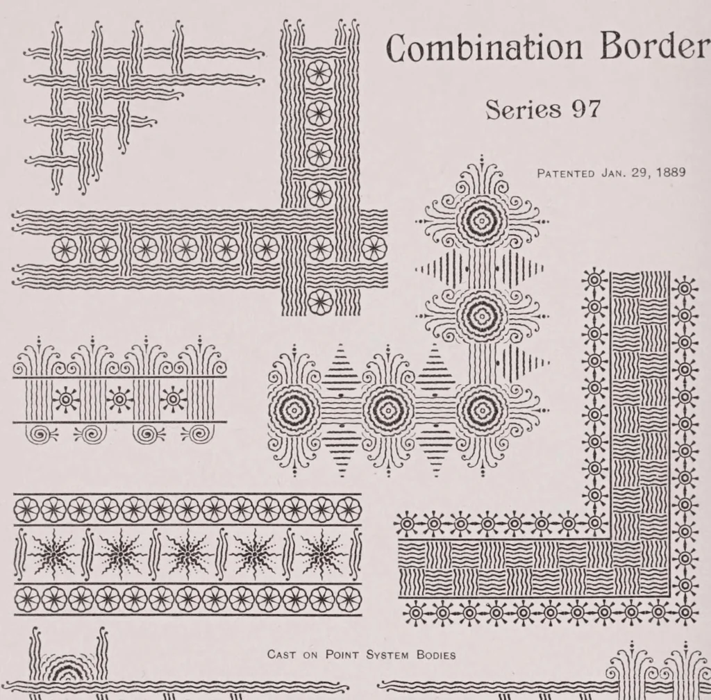 An illustration from Latest and standard faces in type, printers' tools and machinery, John Ryan foundry ..., 1894, leaf 266