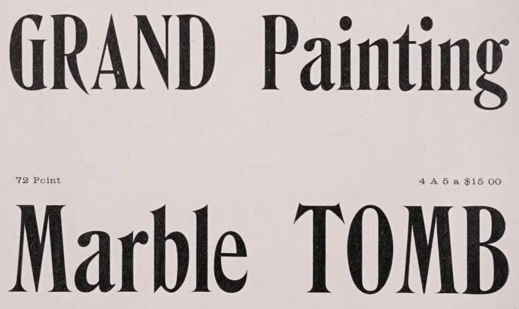 An illustration from Latest and standard faces in type, printers' tools and machinery, John Ryan foundry ..., 1894, leaf 74