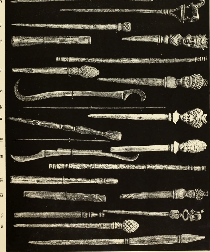An illustration from La toilette chez les Romaines au temps des empereurs; étude des principaux objets de toilette en os trouvés dans les fouilles de la nécropole de Trion & du coteau de Fourvière, 1888, leaf 52