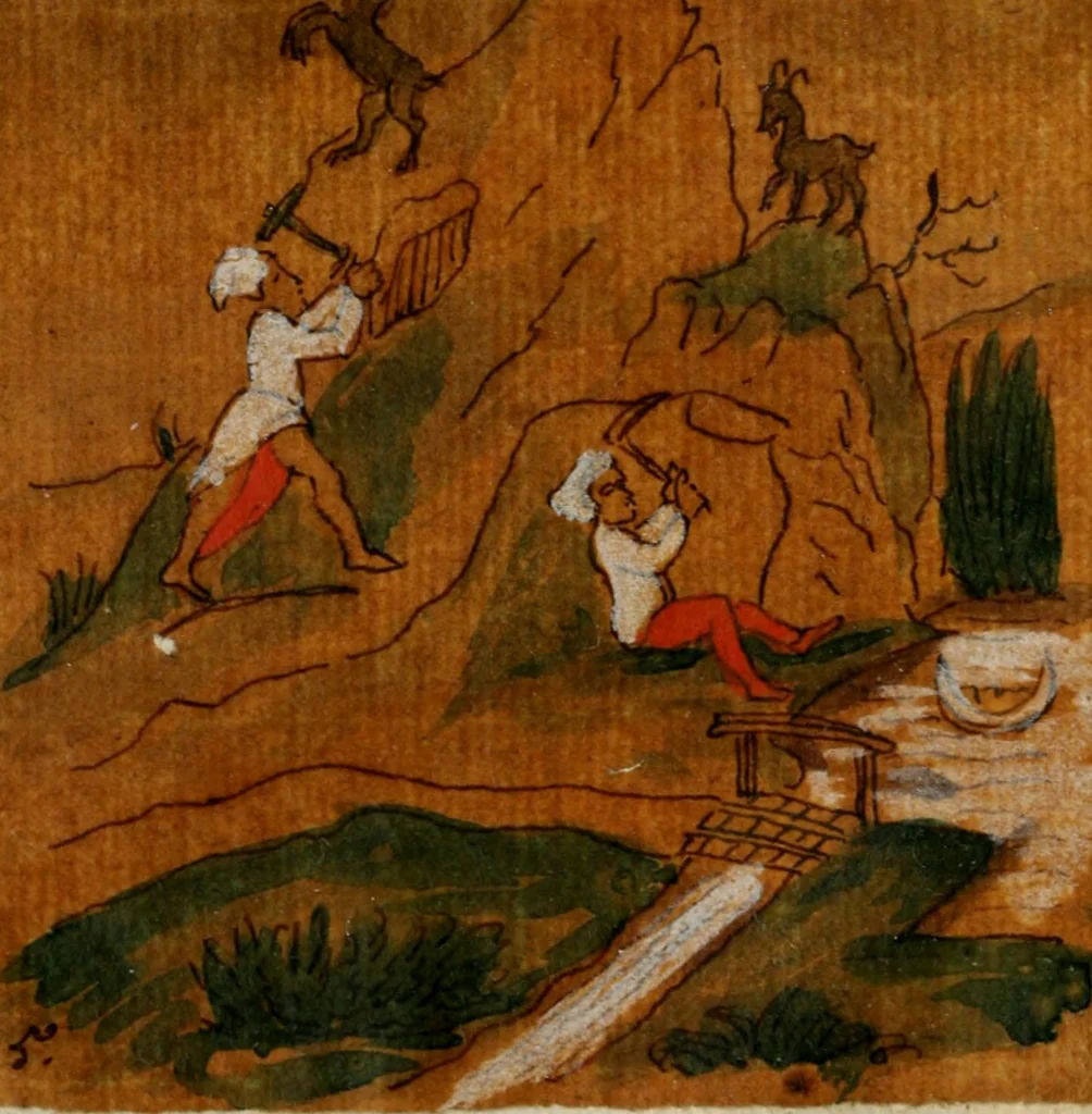 An illustration from La toyson d'or, ov, La flevr des thresors, en laqvelle est svccinctement & methodiquement traicté de la pierre des philosophes, de son excellence, effects & vertu admirable : plvs, de son origine & du vray moyen de pouuoir paruenir à perfection ..., 1612, leaf 75