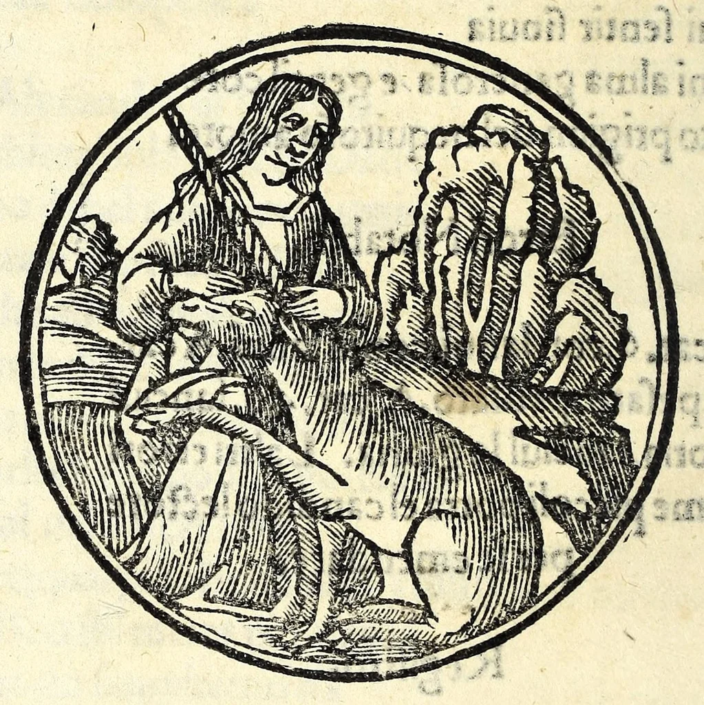 An illustration from Laude delle donne bolognese, 1514, leaf 100
