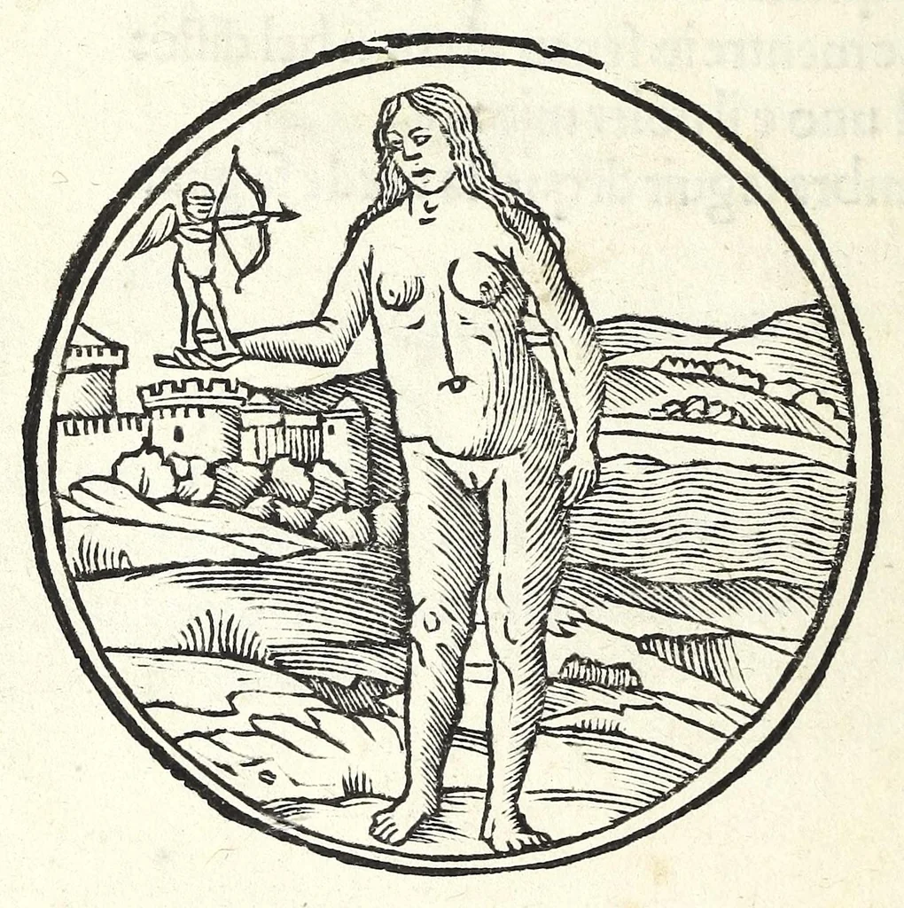 An illustration from Laude delle donne bolognese, 1514, leaf 14