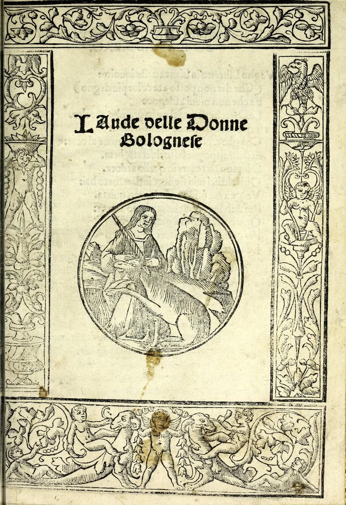 An illustration from Laude delle donne bolognese, 1514, leaf 7