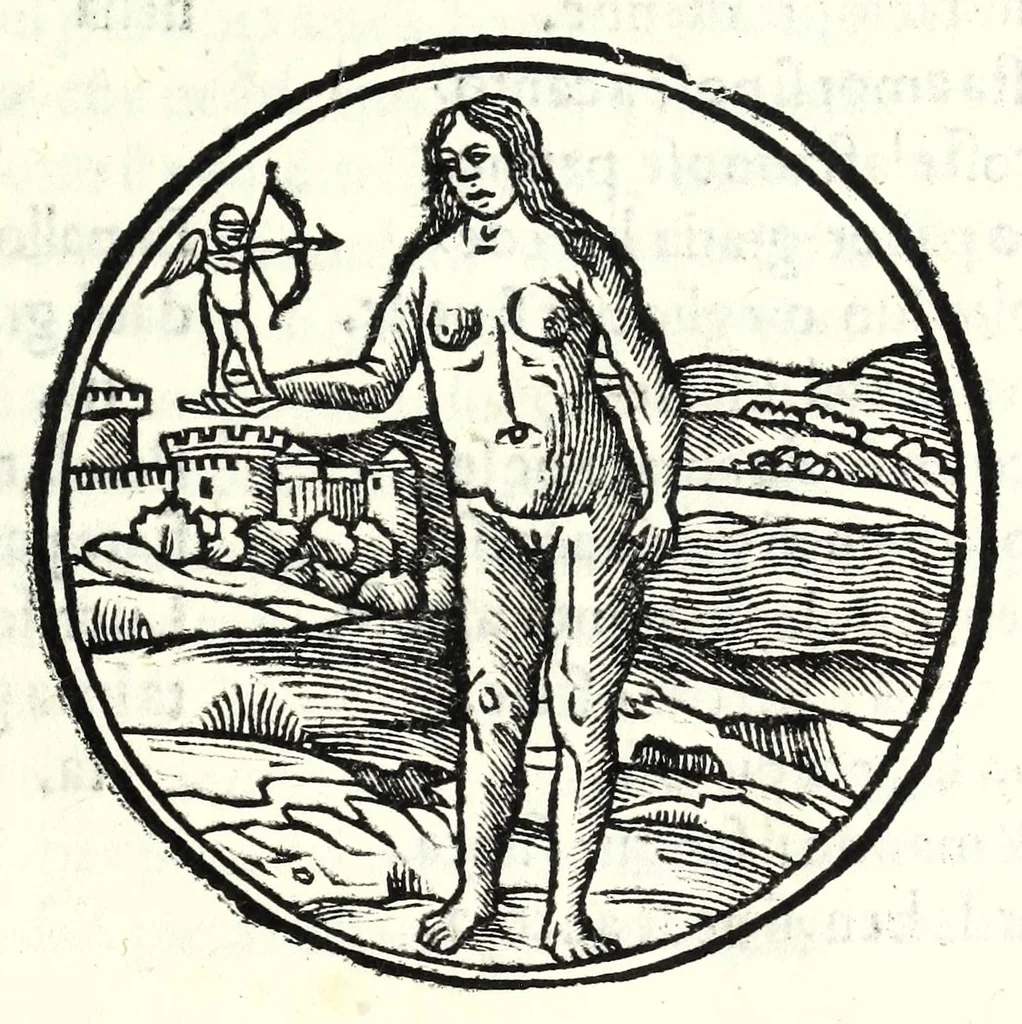 An illustration from Laude delle donne bolognese, 1514, leaf 73