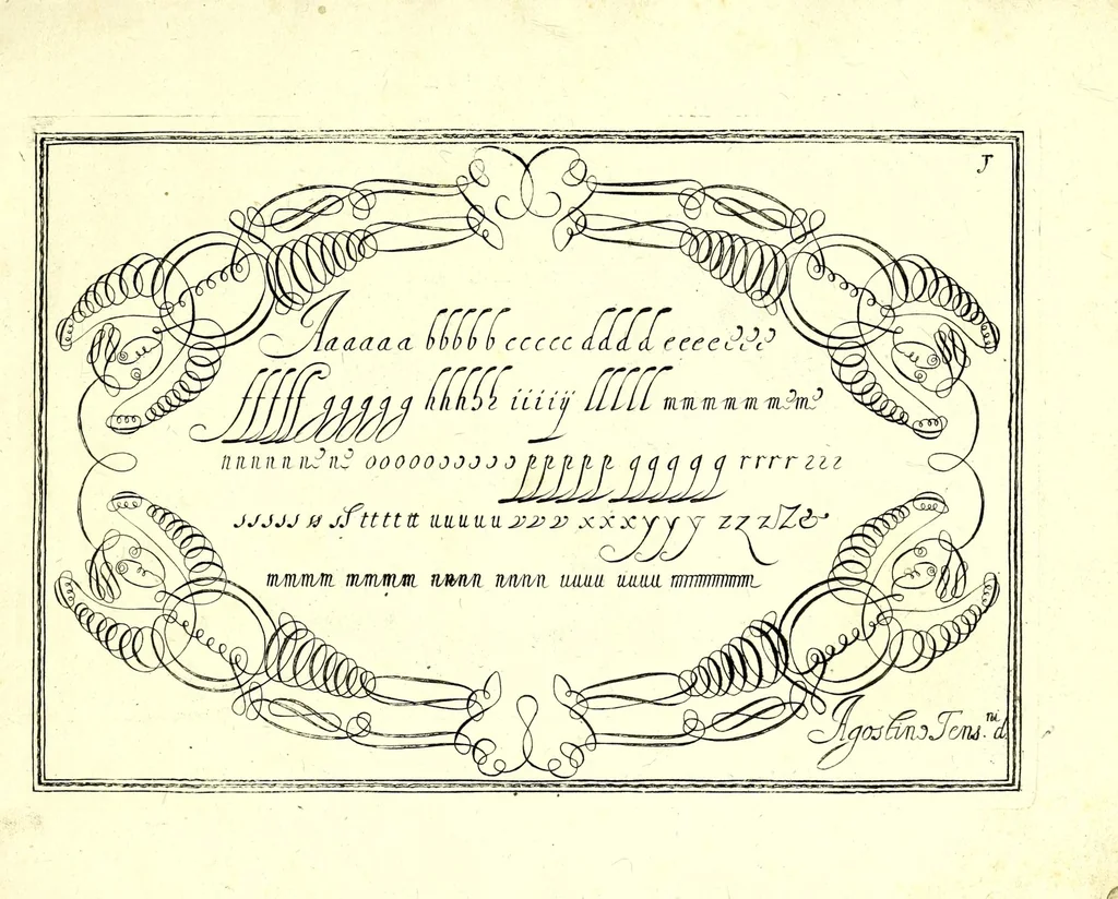 An illustration from La uera regola dello scriuere : utile à giouani, 1680, leaf 5