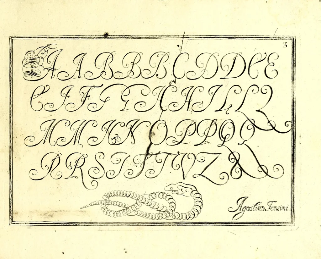 An illustration from La uera regola dello scriuere : utile à giouani, 1680, leaf 9