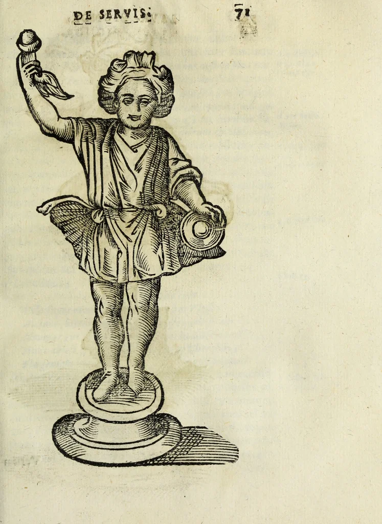 An illustration from Laurentii Pignorii Patauini De seruis, et eorum apud veteres ministerijs, commentarius : in quo familia, tum urbana, tum rustica, ordine producitur & illustratur, 1656, leaf 94