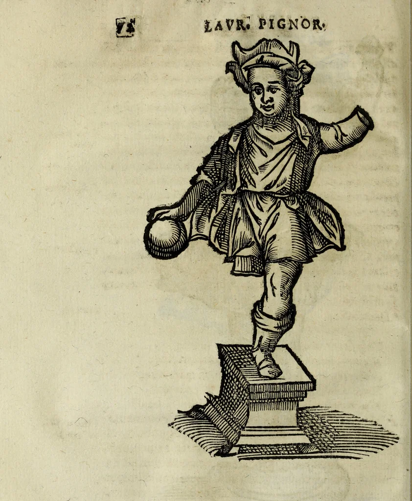 An illustration from Laurentii Pignorii Patauini De seruis, et eorum apud veteres ministerijs, commentarius : in quo familia, tum urbana, tum rustica, ordine producitur & illustratur, 1656, leaf 95