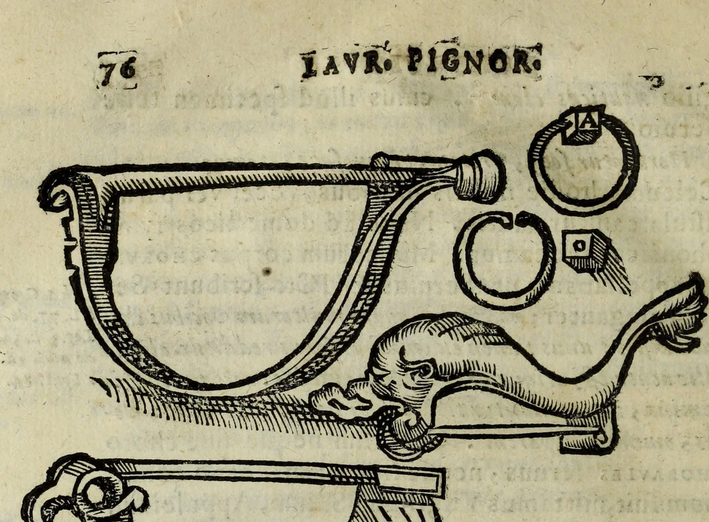 An illustration from Laurentii Pignorii Patauini De seruis, et eorum apud veteres ministerijs, commentarius : in quo familia, tum urbana, tum rustica, ordine producitur & illustratur, 1656, leaf 99