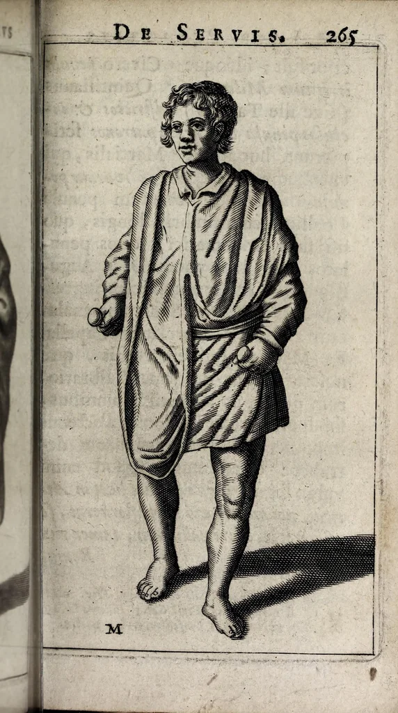 An illustration from Laurentii Pignorii Patavini De servis, & eorum apud veteres ministeriis, commentarius : in quo familia, tum urbana, tum rustica, ordine producitur & illustratur, 1674, leaf 329