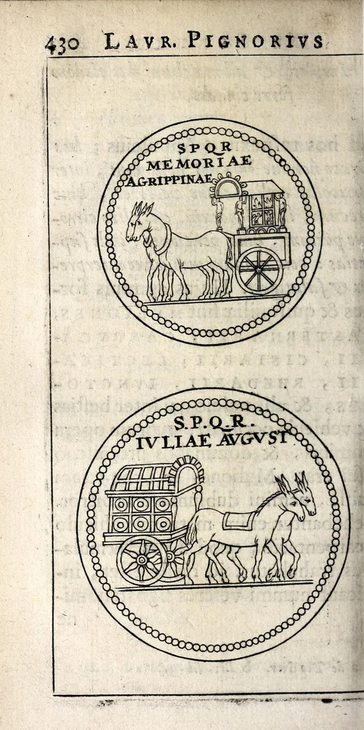 An illustration from Laurentii Pignorii Patavini De servis, & eorum apud veteres ministeriis, commentarius : in quo familia, tum urbana, tum rustica, ordine producitur & illustratur, 1674, leaf 506