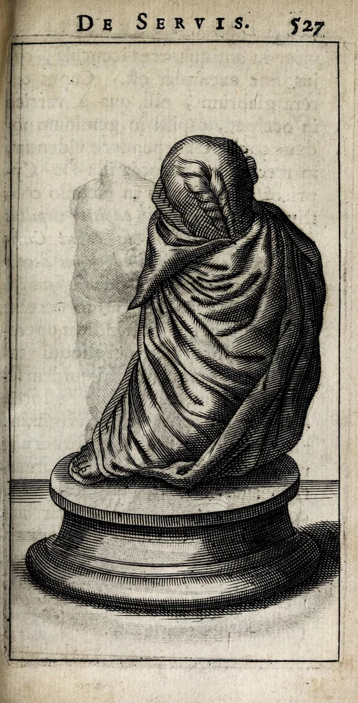 An illustration from Laurentii Pignorii Patavini De servis, & eorum apud veteres ministeriis, commentarius : in quo familia, tum urbana, tum rustica, ordine producitur & illustratur, 1674, leaf 609