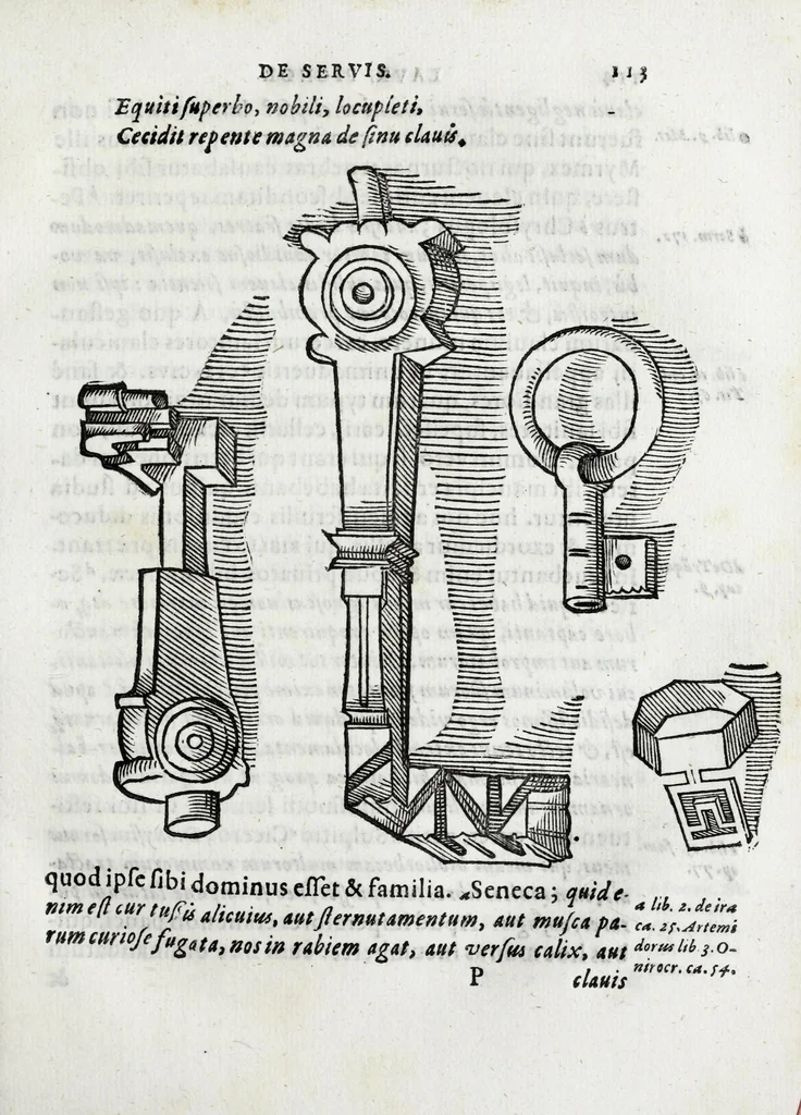 An illustration from Laurentii Pignorii patavini De servis, et eorum apud veteres ministeriis commentarius, 1613, leaf 135