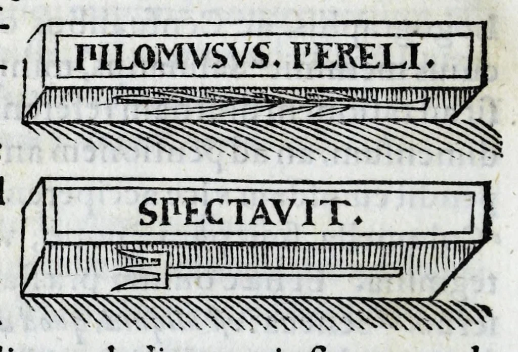 An illustration from Laurentii Pignorii patavini De servis, et eorum apud veteres ministeriis commentarius, 1613, leaf 186
