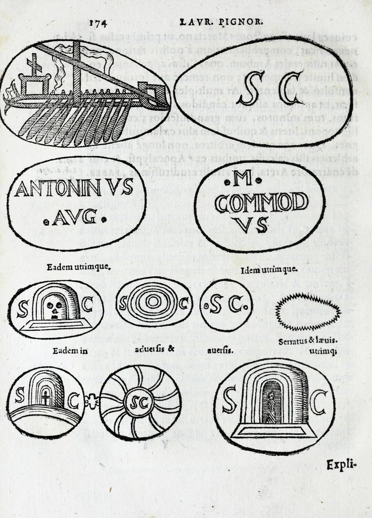 An illustration from Laurentii Pignorii patavini De servis, et eorum apud veteres ministeriis commentarius, 1613, leaf 198
