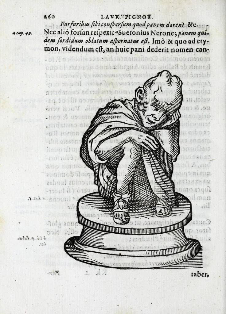 An illustration from Laurentii Pignorii patavini De servis, et eorum apud veteres ministeriis commentarius, 1613, leaf 288