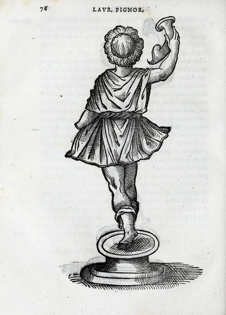 An illustration from Laurentii Pignorii patavini De servis, et eorum apud veteres ministeriis commentarius, 1613, leaf 96