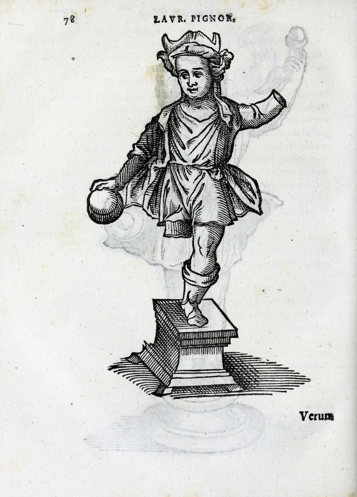 An illustration from Laurentii Pignorii patavini De servis, et eorum apud veteres ministeriis commentarius, 1613, leaf 98