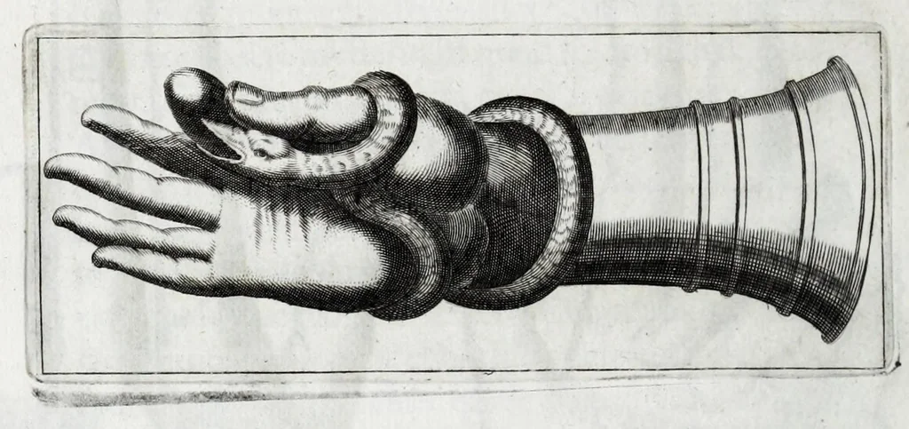 An illustration from Laurentii Pignorii Patavini Mensa Isiaca : qua sacrorum apud Aegyptios ratio & simulacra subjectis tabulis aeneis simul exhibentur & explicantur : accessit ejusdem authoris de Magna Deum Matre discursus, & sigillorum, gemmarum, amuletorum aliquot figurae & earundem ex Kirchero Chifletioque interpretatio : nec non Jacobi Philippi Tomasini Manus aenea, & de vita rebusque Pignorii dissertatio., 1669, leaf 164