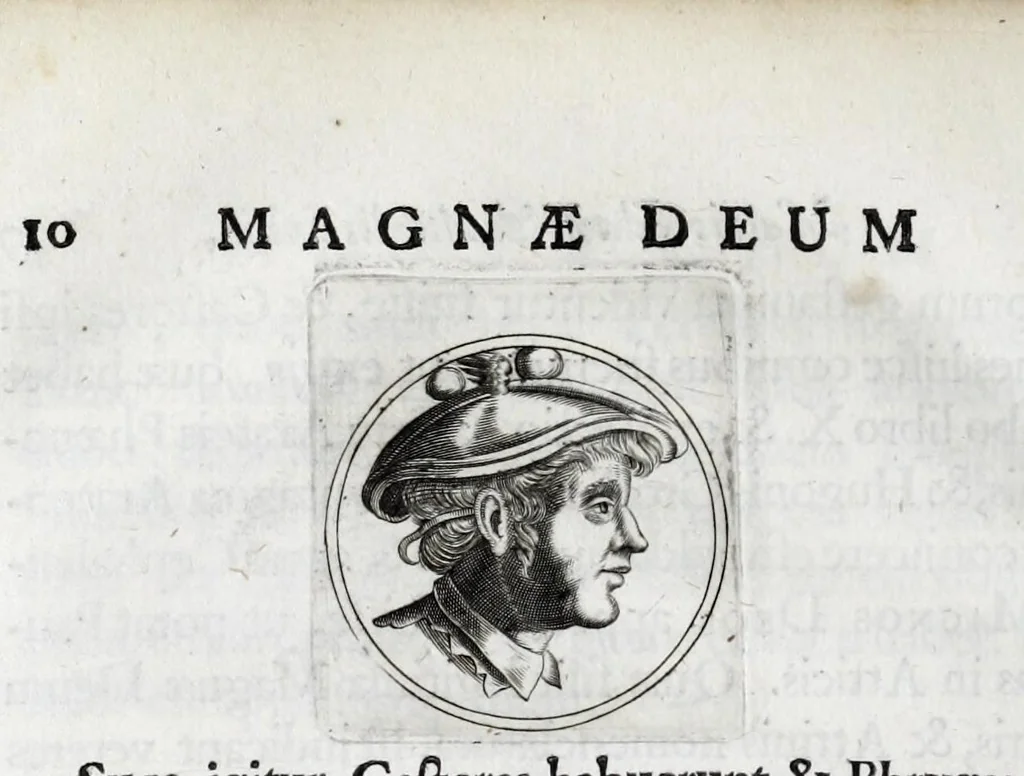 An illustration from Laurentii Pignorii Patavini Mensa Isiaca : qua sacrorum apud Aegyptios ratio & simulacra subjectis tabulis aeneis simul exhibentur & explicantur : accessit ejusdem authoris de Magna Deum Matre discursus, & sigillorum, gemmarum, amuletorum aliquot figurae & earundem ex Kirchero Chifletioque interpretatio : nec non Jacobi Philippi Tomasini Manus aenea, & de vita rebusque Pignorii dissertatio., 1669, leaf 170