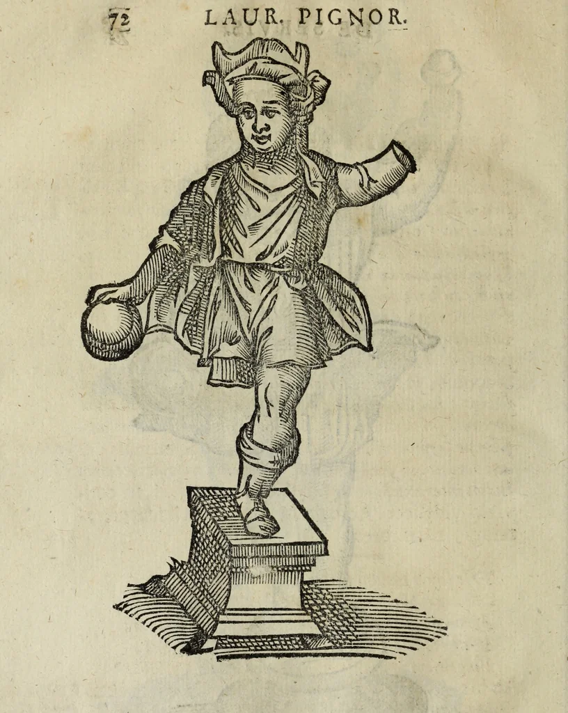 An illustration from Laurentij Pignorij Patavini De servis, et eorum apud veteres ministerijs commentarius : in hac ultima editione pro rerum diversitate discretus in capita additis titulis denotata : accessit, Symbolarum epistolicarum liber, 1694, leaf 109