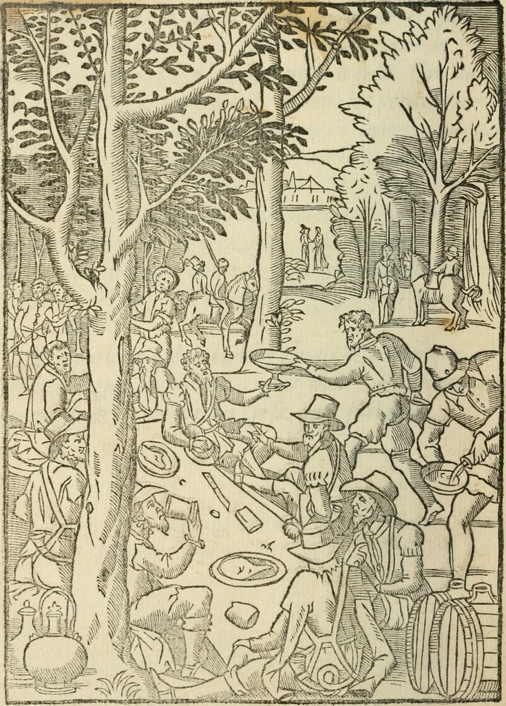 An illustration from La venerie de Jacques du Fouilloux, gentil-homme, seigneur dudit lieu, pays de Gastine, en Poitou; ... avec plusieurs receptes et remedes pour guerir les chiens de diverses maladies; plus, l'Adolescence de l'autheur, 1562, leaf 119