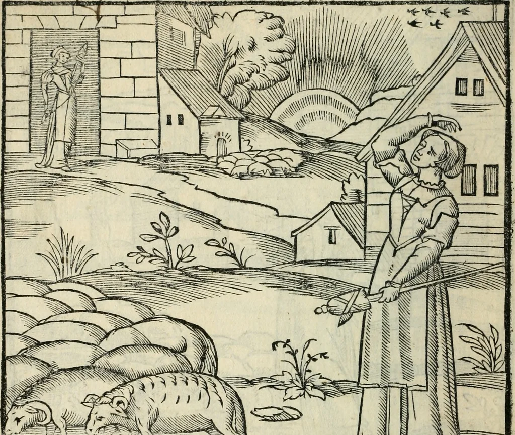 An illustration from La venerie de Jacques du Fouilloux, gentil-homme, seigneur dudit lieu, pays de Gastine, en Poitou; ... avec plusieurs receptes et remedes pour guerir les chiens de diverses maladies; plus, l'Adolescence de l'autheur, 1562, leaf 291