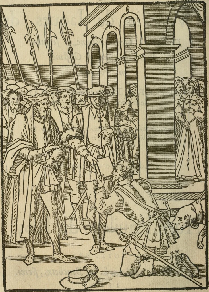 An illustration from La venerie de Jacques du Fouilloux, gentil-homme, seigneur dudit lieu, pays de Gastine, en Poitou; ... avec plusieurs receptes et remedes pour guerir les chiens de diverses maladies; plus, l'Adolescence de l'autheur, 1562, leaf 7