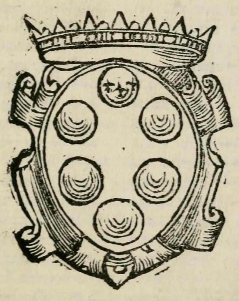 An illustration from La vera e piena relatione del rincontro fatto nella pomposissima entrata della gran duchessa di Toscana in Fiorenza la coronatione di essa, le ceremonie del sponsalitio, l'inscrittioni delle città e de signori illustri, con marauiglioso ordine, & apparato stupendo di archi trio[n]fali, statue, motti, e musiche, 1589, leaf 5