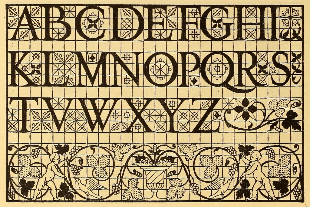 An illustration from La vera perfezione del disegno per punti e recami; riproduzione della edizione di Venezia del 1561 dall'esemplare della Biblioteca Corsiniana in Roma, 1909, leaf 28