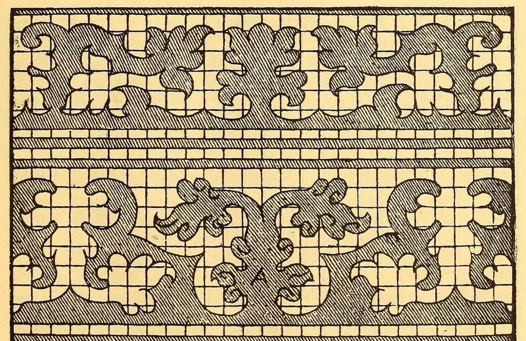 An illustration from La vera perfezione del disegno per punti e recami; riproduzione della edizione di Venezia del 1561 dall'esemplare della Biblioteca Corsiniana in Roma, 1909, leaf 55